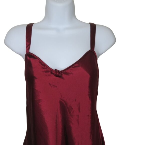 Vintage Val Mode Red Satin Slip Nightgown L Low Back Knee Length Lingerie - Picture 10 of 12